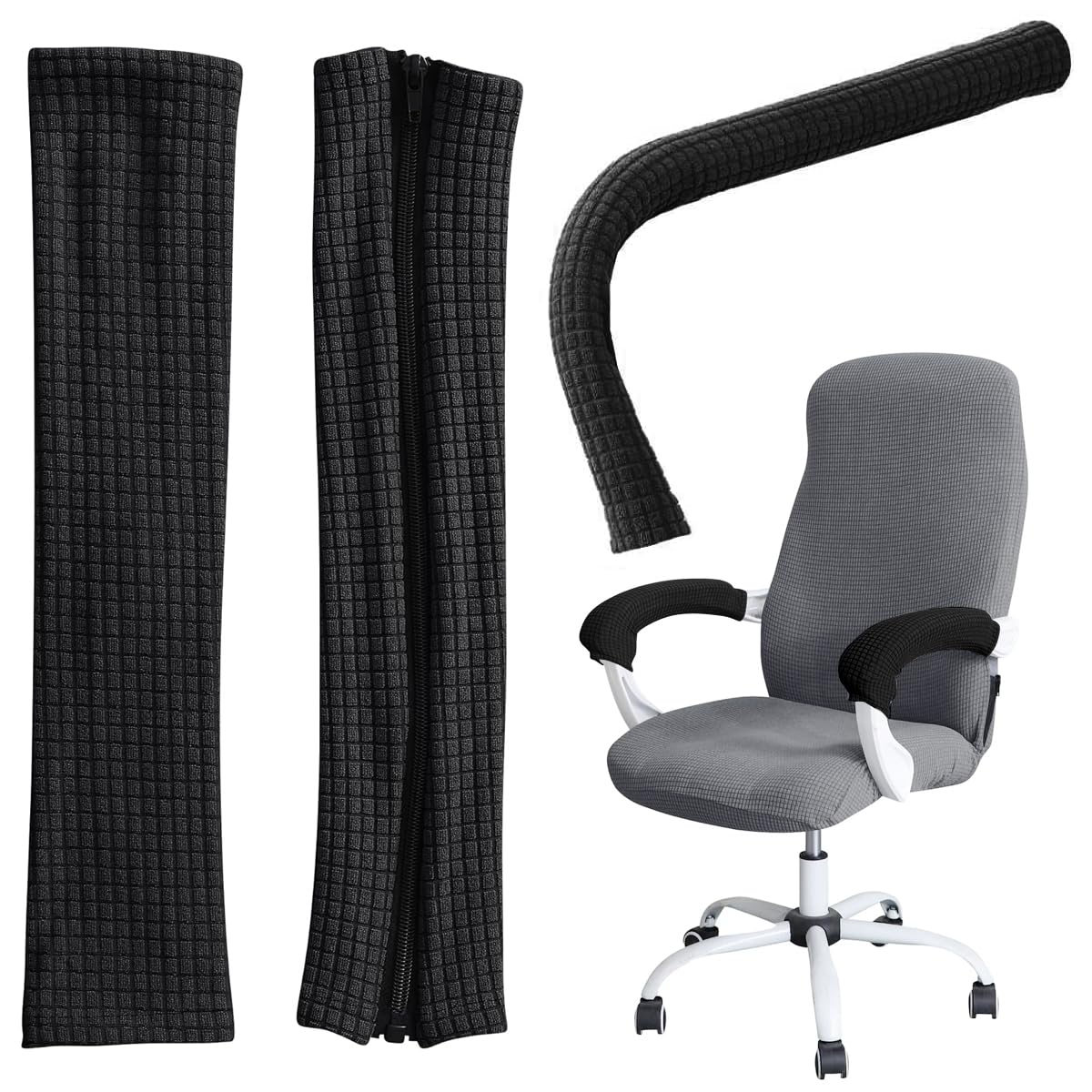 HASTHIP 2Pcs Office Chair Armrest Cover Soft Chair Armrest Cover Stretchy Jacquard Office Chair Armrest Cover Universal Armrest Coverfor Office Chair, Game Chair, Wheelchair, Grey HASTHIP 2Pcs Office Chair Armrest Cover Soft Chair Armrest Cover Stretchy Jacquard Office Chair Armrest Cover Universal Armrest Coverfor Office Chair, Game Chair, Wheelchair, Grey